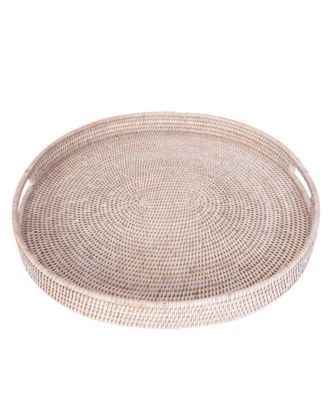 Oval Ottoman Tray with Cutout Handles