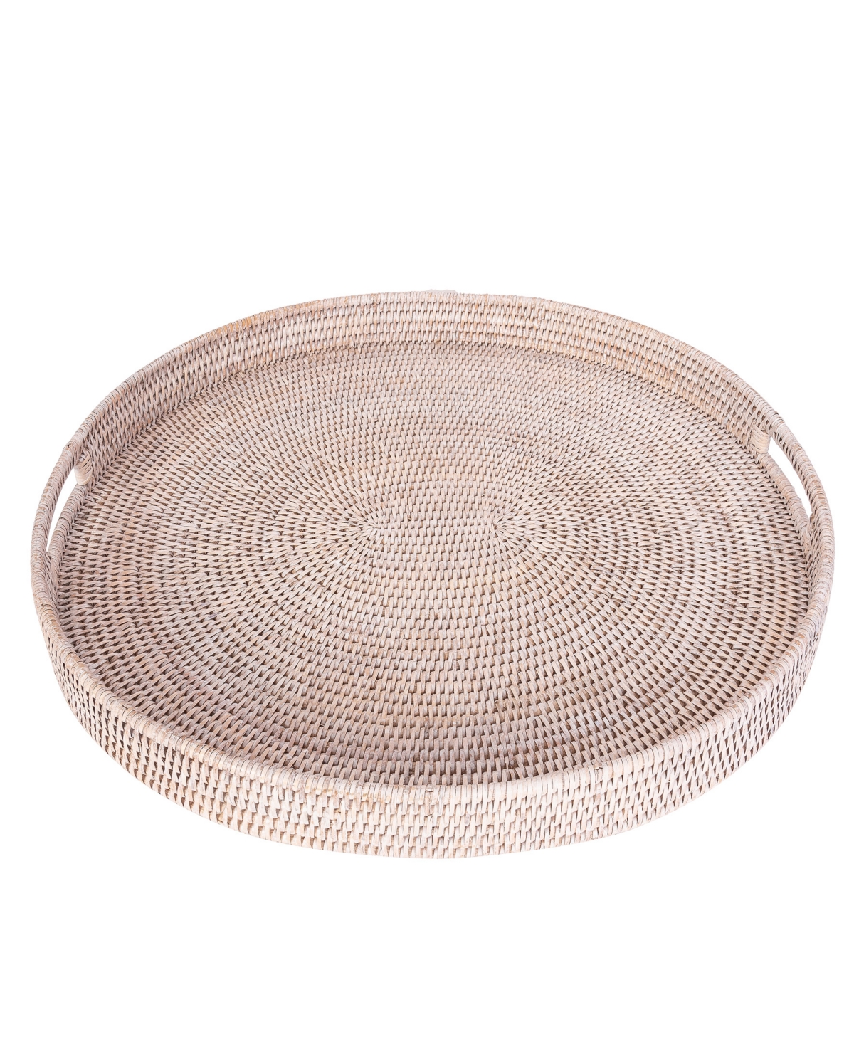 Shop Artifacts Trading Company Artifacts Rattan Oval Ottoman Tray With Cutout Handles In White Wash