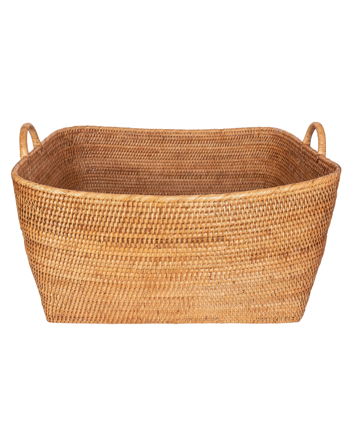 Artifacts Trading Company Rattan Round Waste Basket with Metal Liner - Tudor Black