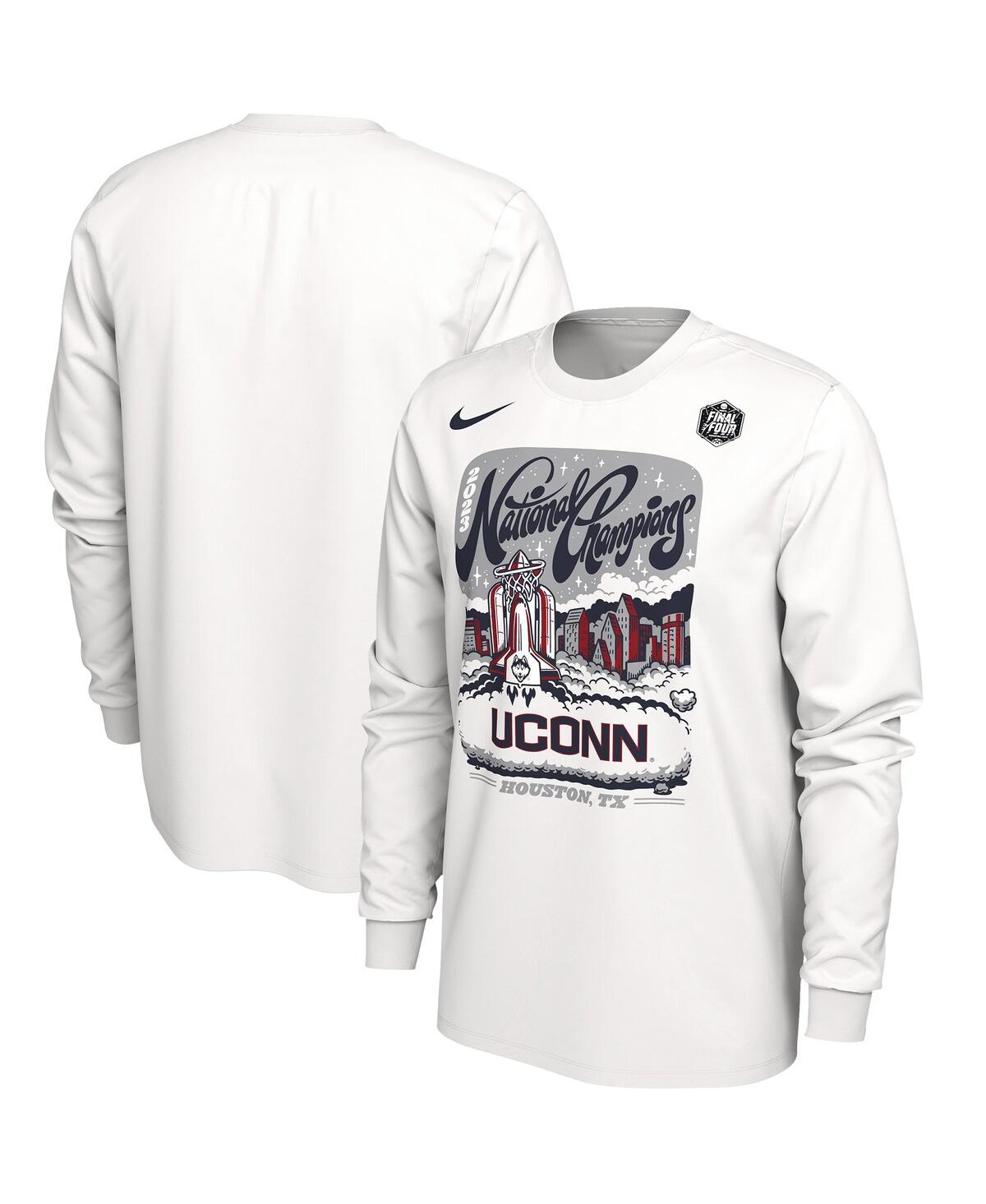 Men's NikeUConn Huskies 2023 Ncaa Men's Basketball National Champions Expressive Long Sleeve T-shirt - White