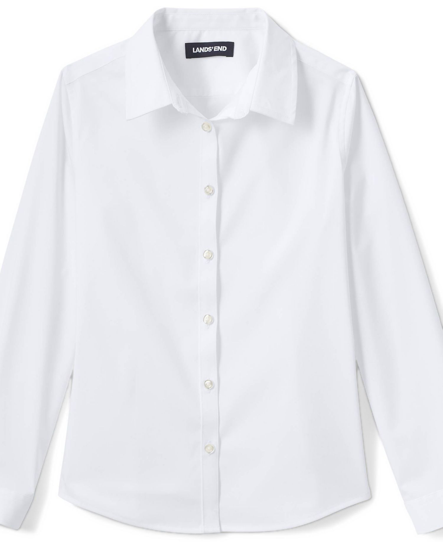 Big Girls School Uniform No Gape Long Sleeve Stretch Shirt
