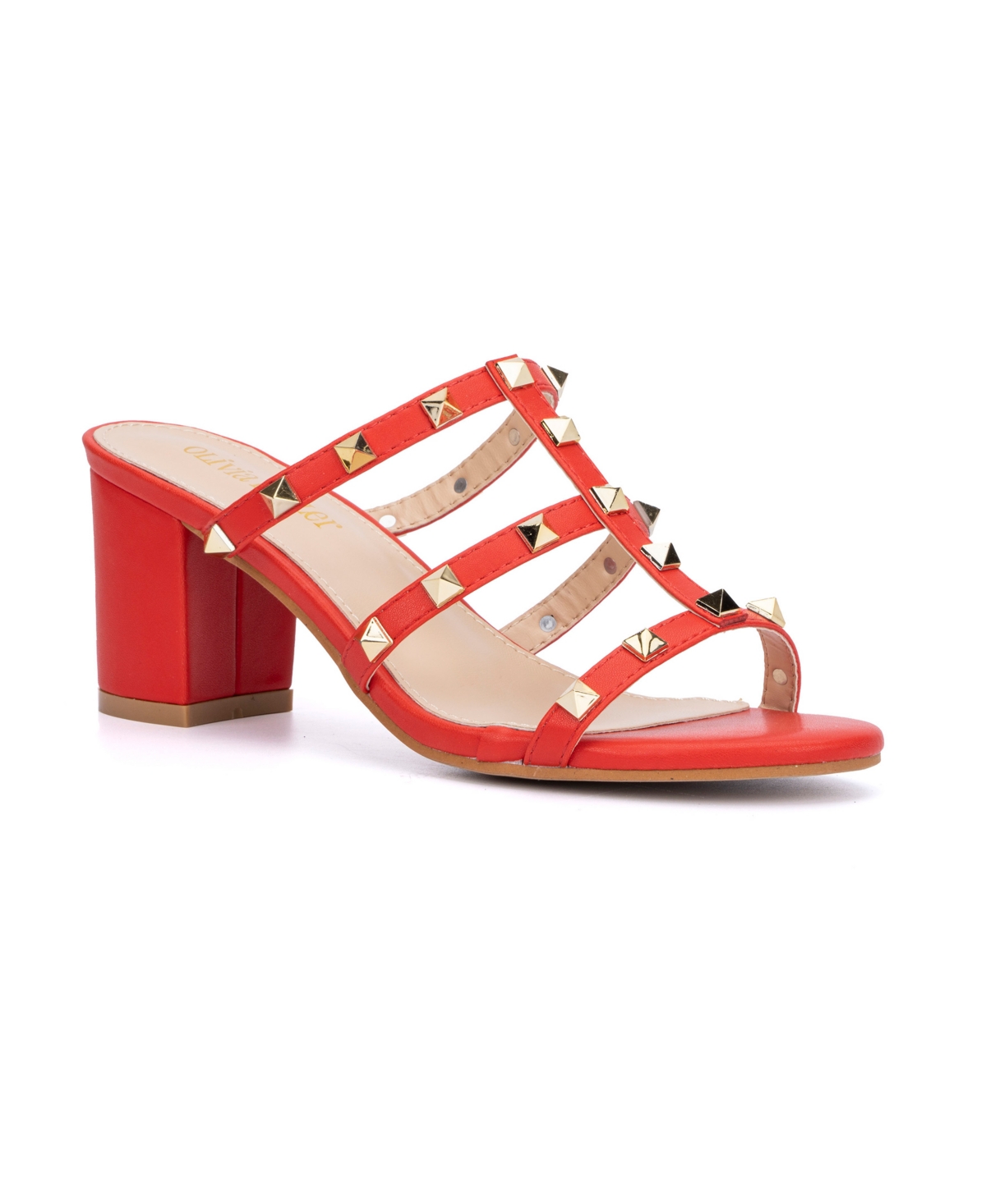 Women's Asia Studded Heel Sandal - Red