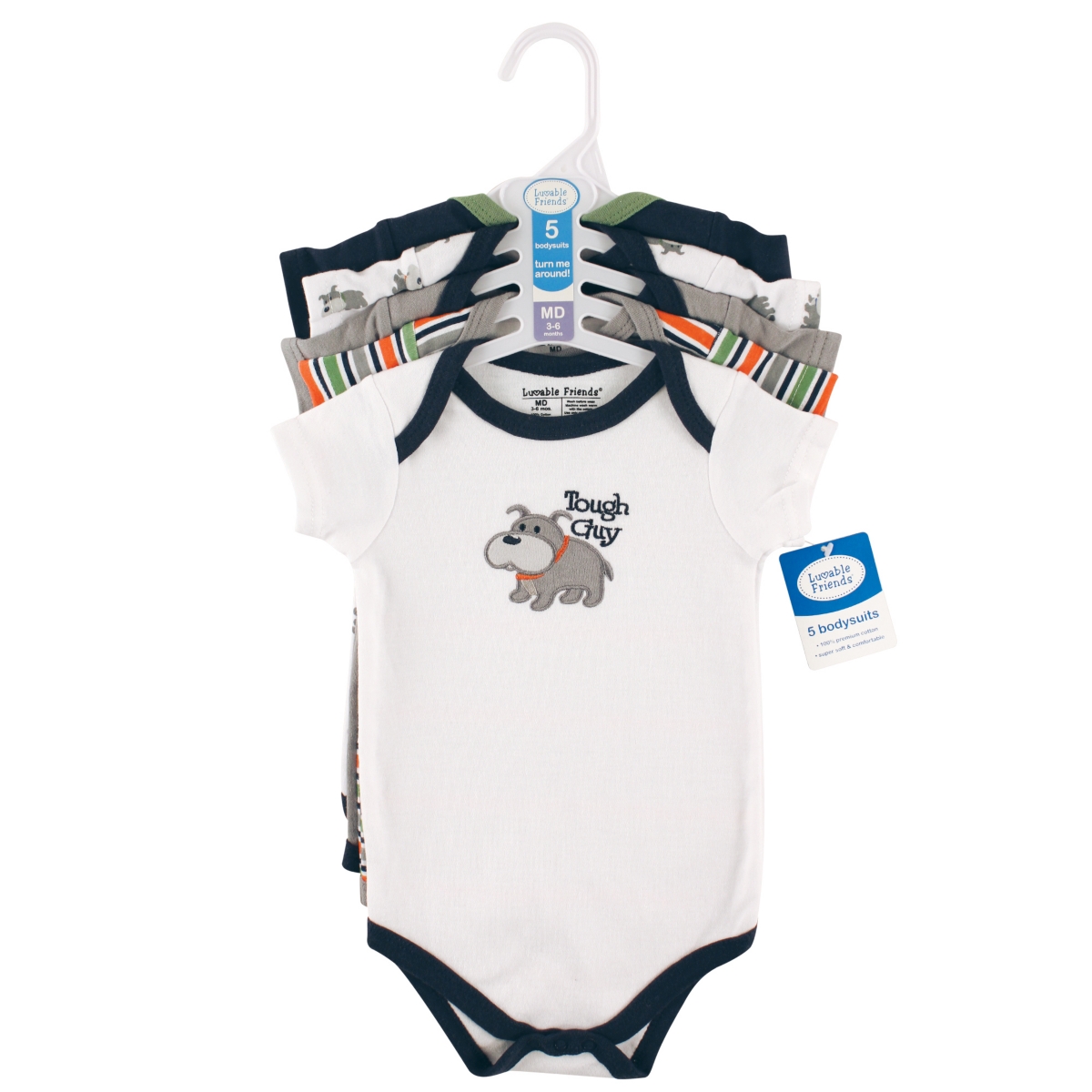 Luvable Friends Baby Boys Baby Cotton Bodysuits 5pk,- Dog
