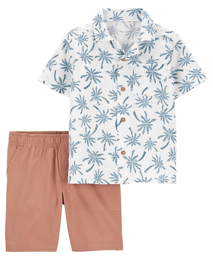 Carter's Toddler Boys Button Front Shirt and Shorts, 2 Piece Set - Macy's