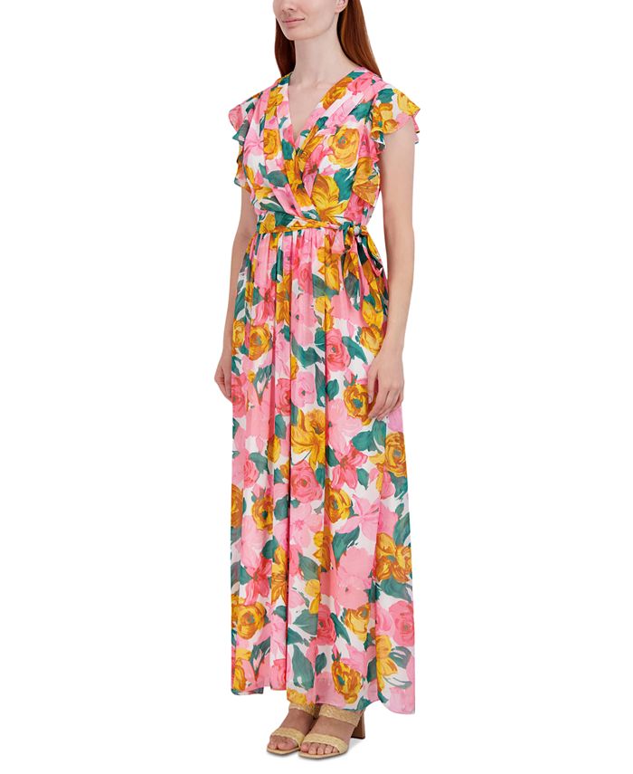 Donna Ricco Donna Rico Women's Flutter-Sleeve Chiffon Maxi Dress - Macy's