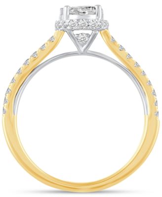Diamond Oval Cluster Two Row Engagement Ring (1 ct. t.w.) in 14k Two-Tone Gold