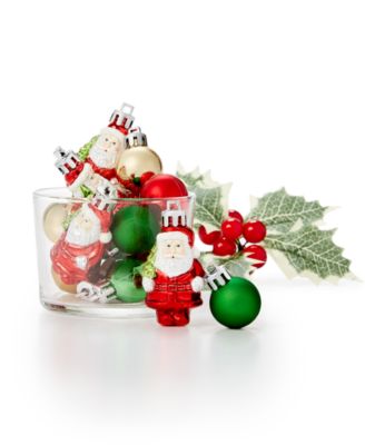Holiday Lane - Ornamentation Mini Santa & Ball Ornaments, Set of 15