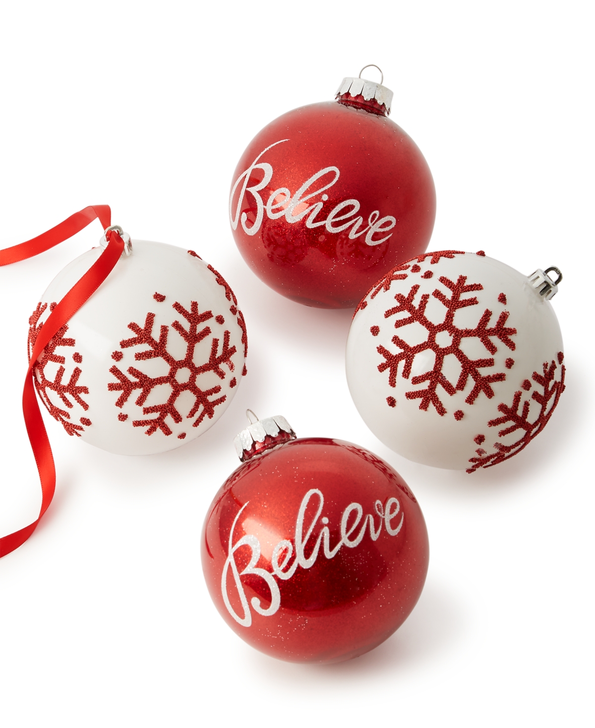 Holiday Lane Royal Holiday Diamond-motif Ornaments, Set Of 3, Exclusively At Macy's In No Color