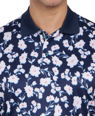 Men's Slim Fit Floral Print Performance Polo Shirt