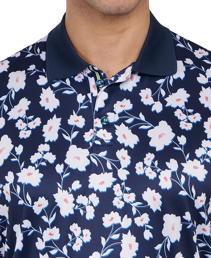 Society Of Threads Mens Slim Fit Floral Performance Dress Shirt Gray Size Xx Large main image 1