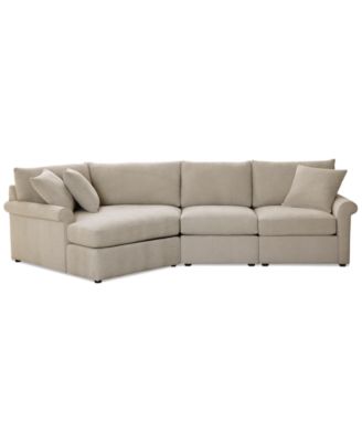 CLOSEOUT! Wrenley 131" 3-Pc. Fabric Modular Cuddler Chaise Sectional Sofa