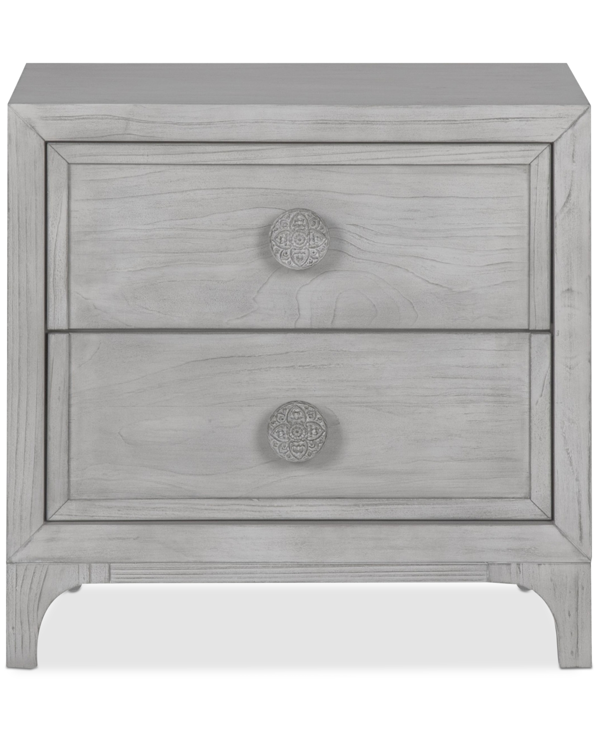 Furniture Boho Chic Nightstand In Washed Wht