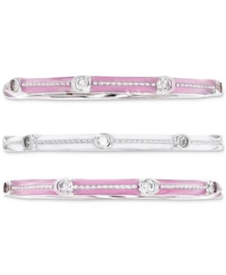 3-Pc. Set Cubic Zirconia & Enamel Stack Rings 