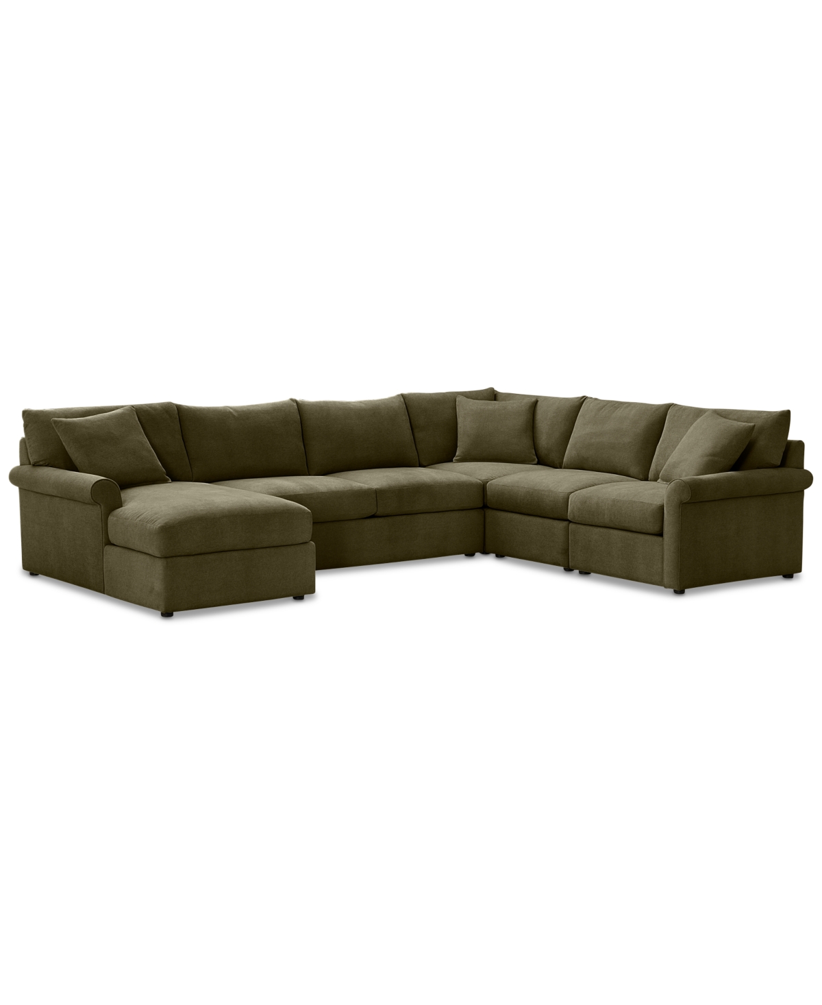 Furniture Wrenley 138" 5-pc. Fabric Modular Chaise Sectional Sofa, Created For Macy's In Olive
