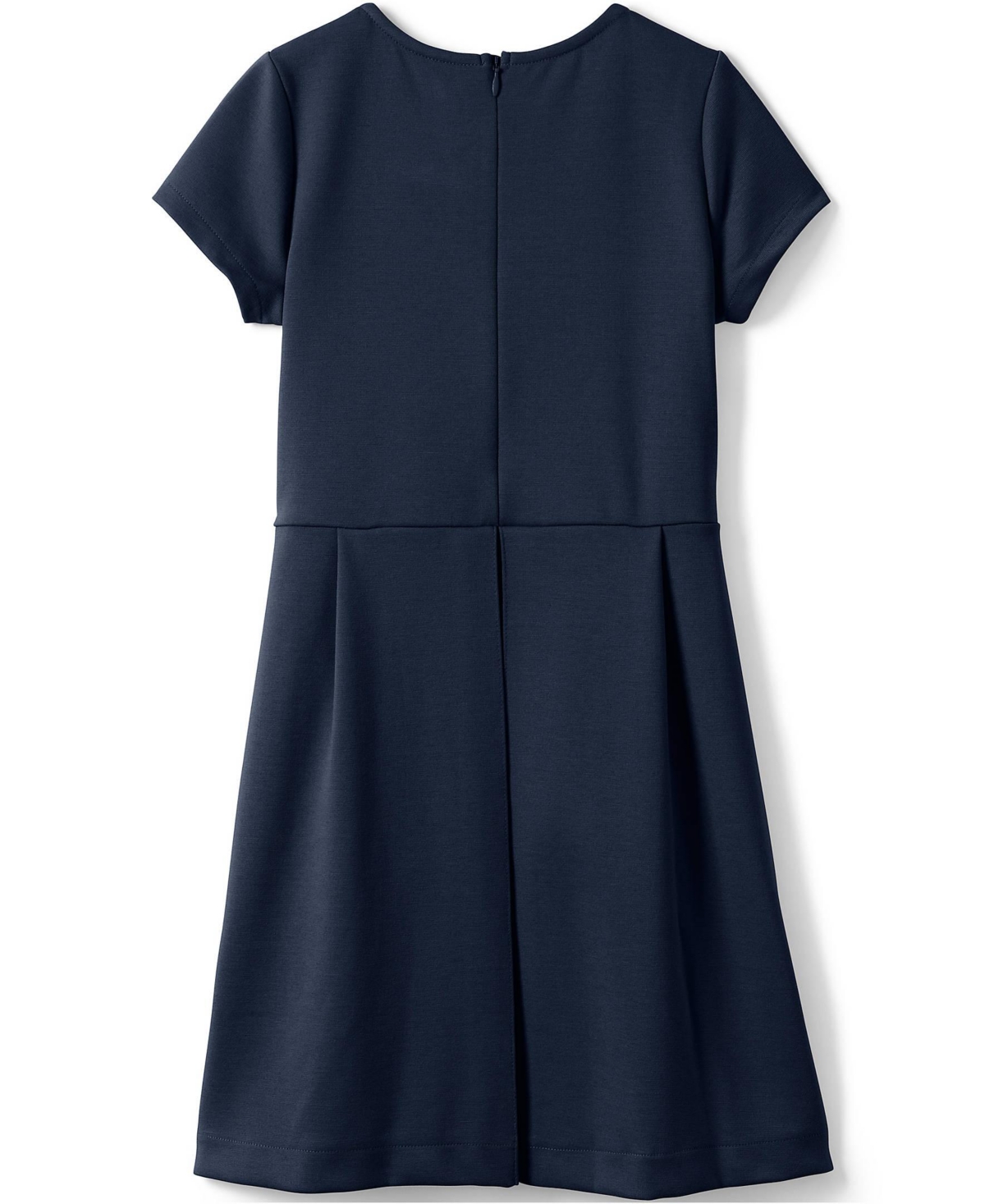 Lands' End Big Girls School Uniform Short Sleeve Ponte Dress Top of Knee