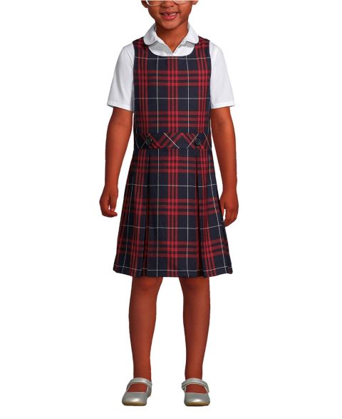 Детские платья Lands' End Child School Uniform Girls Plus Plaid Jumper Dress Top of Knee, цвет: Тёмно-синий клетчатый