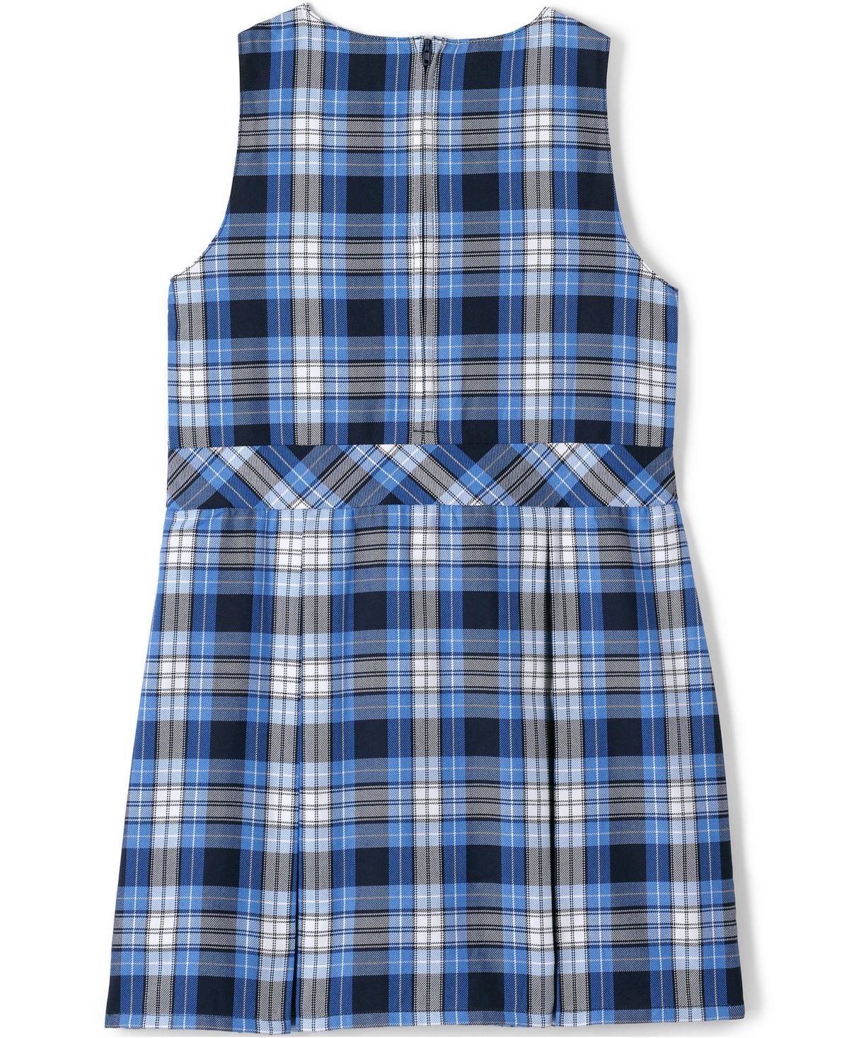 Lands' End Girls School Uniform Plaid Jumper Dress Top of Knee