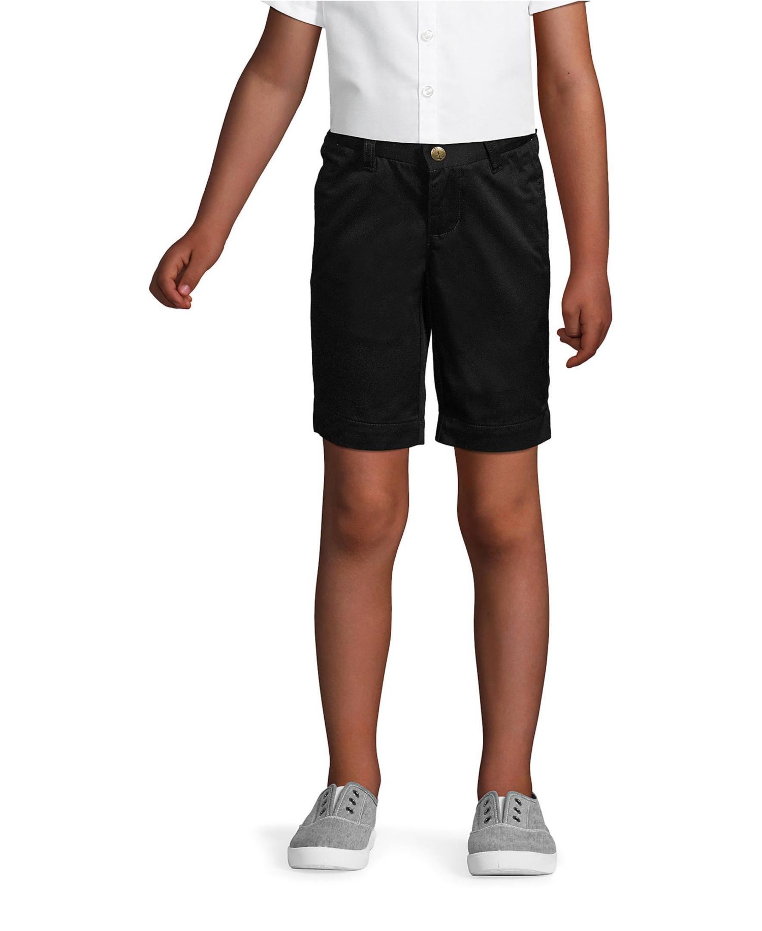 Child School Uniform Girls Plus Plain Front Blend Chino Shorts