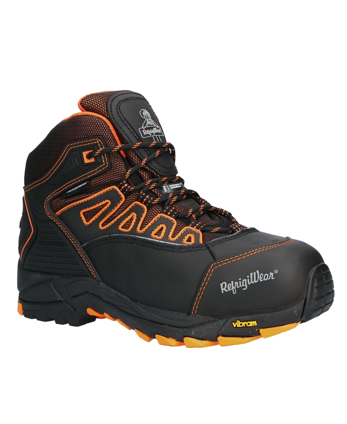 Men's PolarForce Hiker Insulated Waterproof Black Leather Work Boots - Black