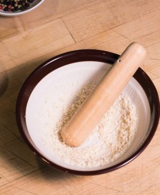 Suribachi Set, Ceramic Mortar Bowl with Maple Wood Pestle