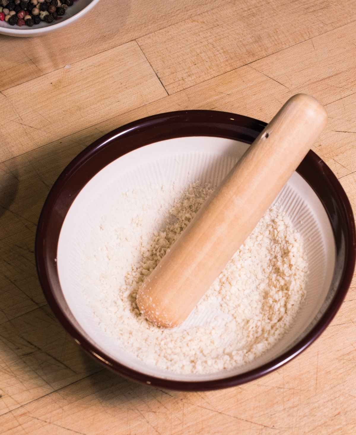 Helen's Asian Kitchen Suribachi Set, Ceramic Mortar Bowl with Maple Wood Pestle - Tan