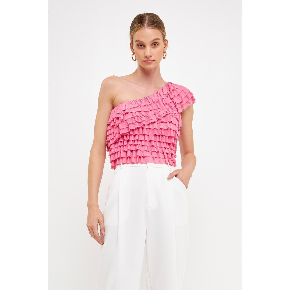 endless rose Women's Ruffled One-shoulder Top