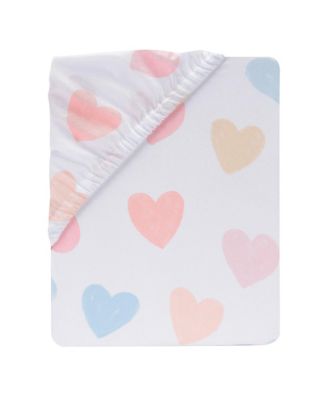 Rainbow Hearts White/Peach/Purple Baby Fitted Crib Sheet