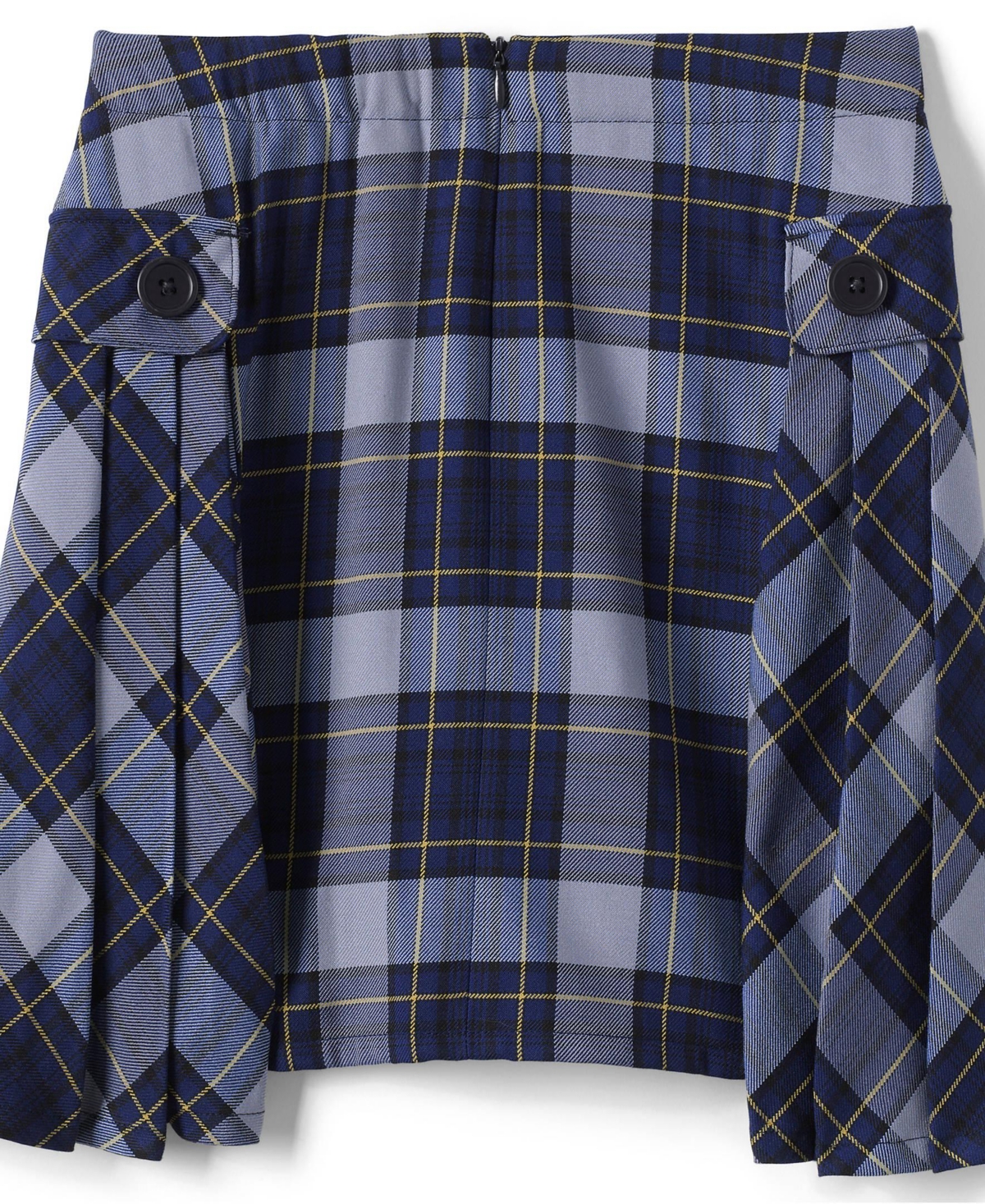 Lands' End Big Girls School Uniform Slim Side Pleat Plaid Skort Above the Knee