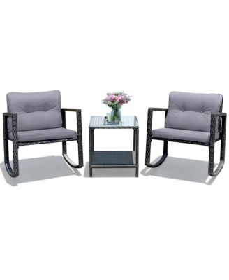 3PCS Patio Wicker Rattan Sofa Set Outdoor Sectional Conversation Set Garden Lawn