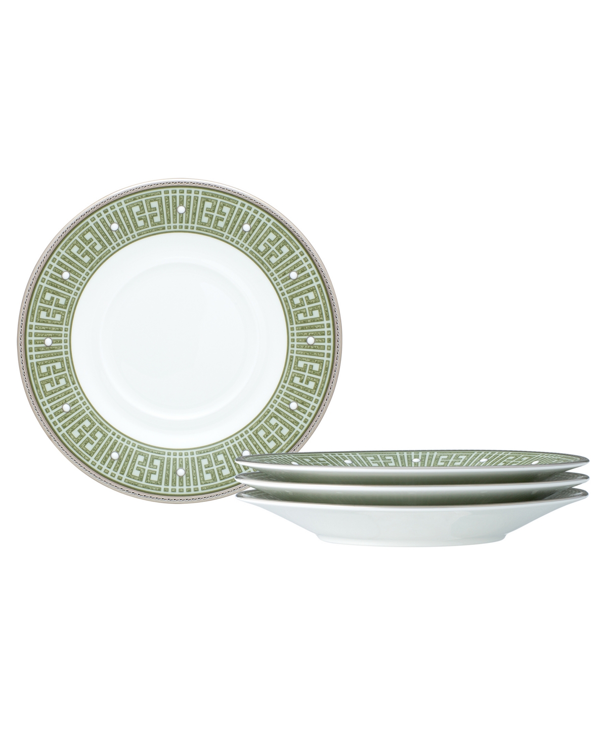Noritake Infinity Green Platinum 4 Piece Saucer Set, Service For 4 In Green Platinum