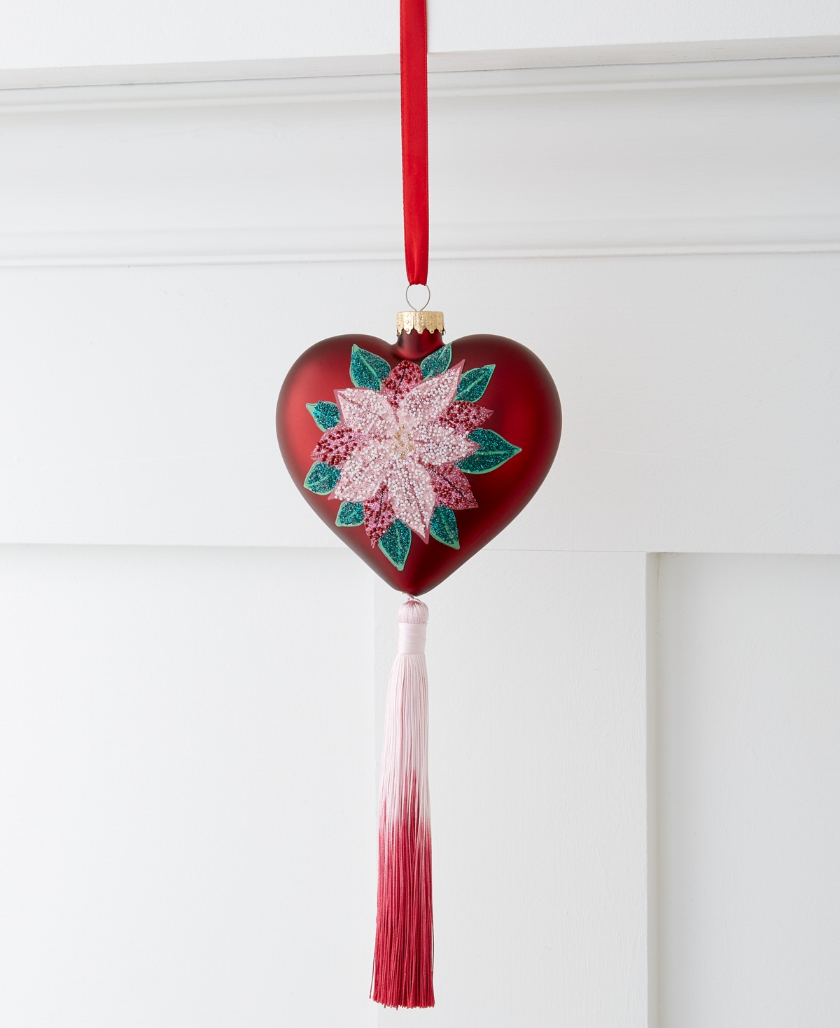Holiday Lane Burgundy And Blush Heart Ornament, Exclusively At Macy's In No Color
