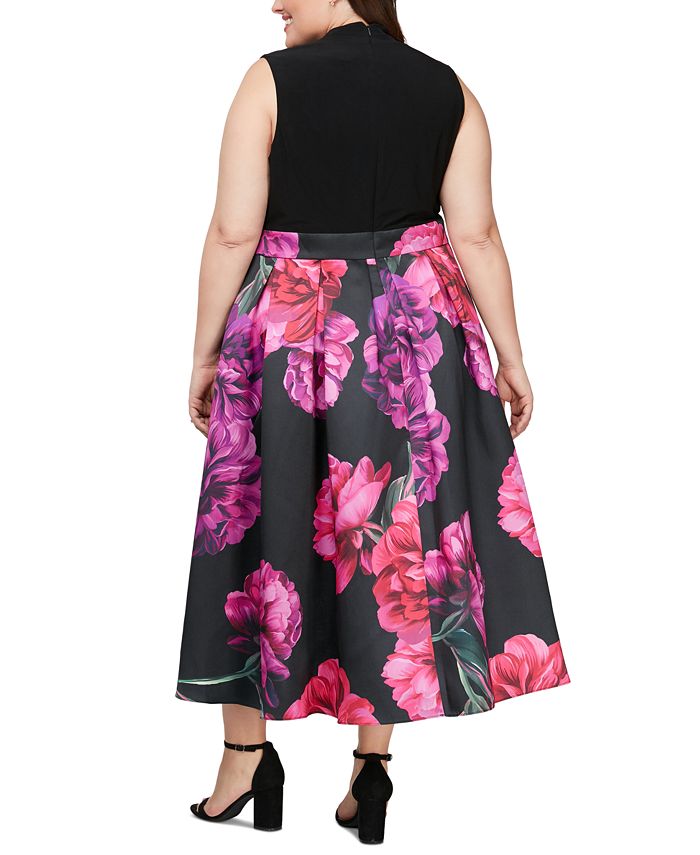 SL Fashions Plus Size V-Neck Pleated High-Low Dress - Macy's