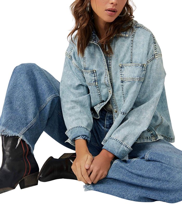 Free People Women's Back To You Cotton Swing Denim Jacket Macy's