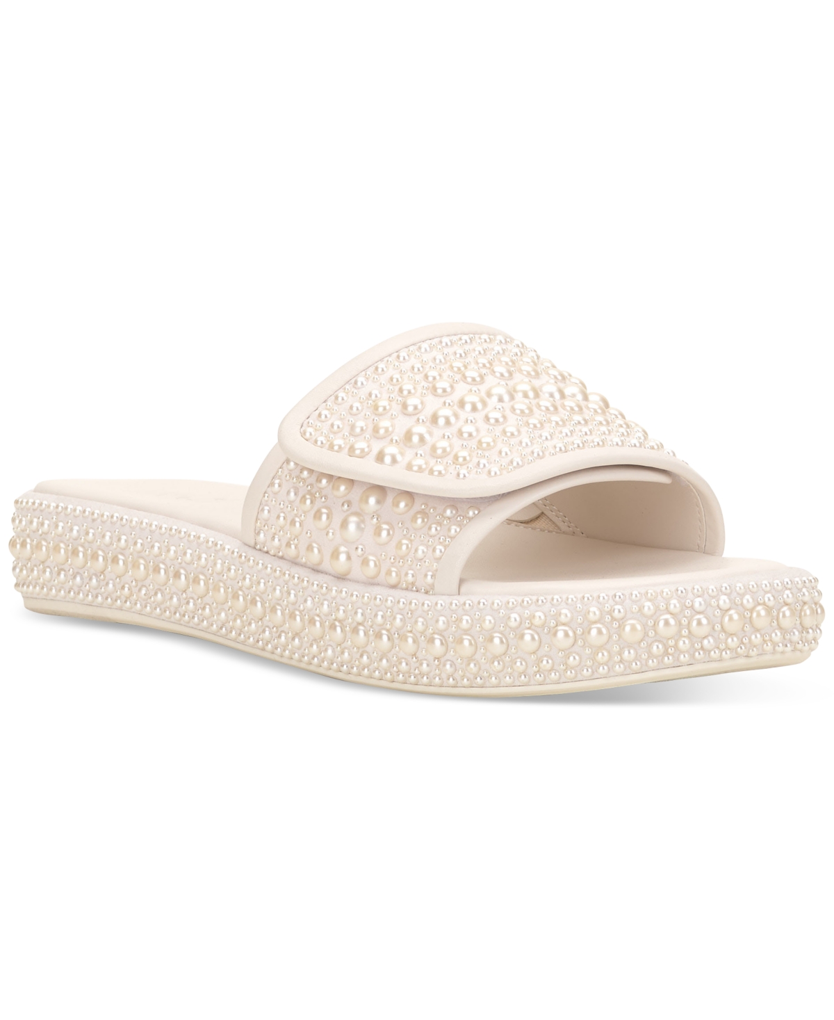 Inc International Concepts Women's Rayley Slip-on Embellished Pool Slide Sandals, Created For Macy's In Pearl
