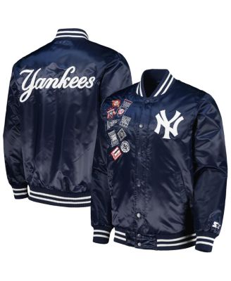 Maker of Jacket Men Jackets Navy/Gray New York Yankees Varsity Satin