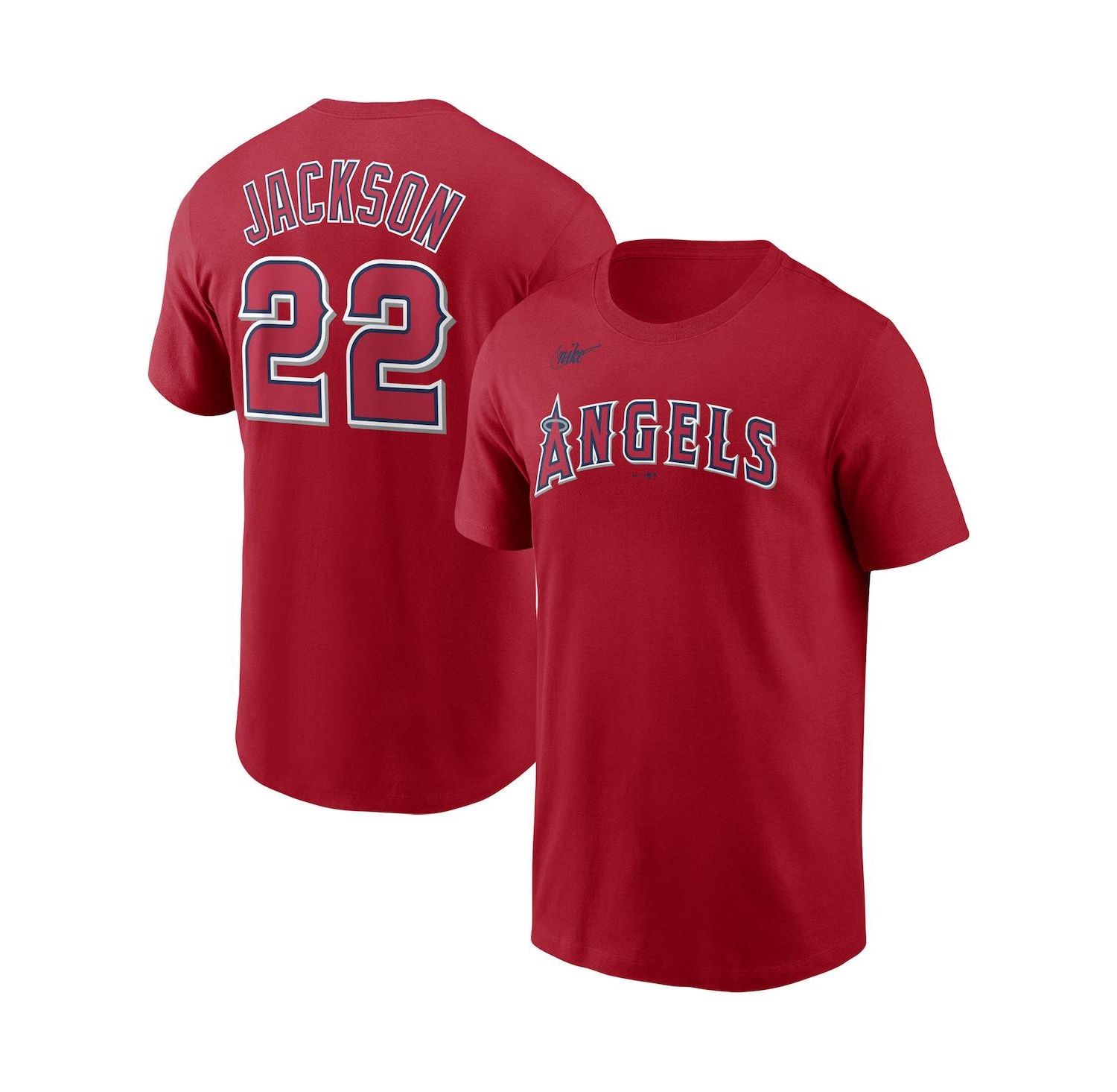 Men's Bo Jackson Red California Angels Cooperstown Collection Name and Number T-shirt