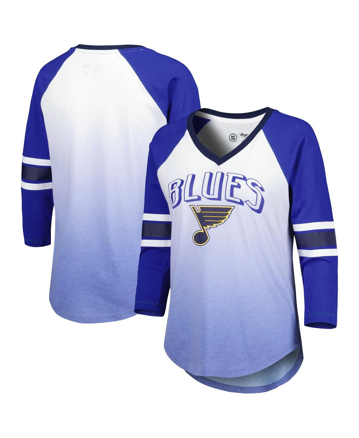 Shop G-iii 4her By Carl Banks Women's  Blue St. Louis Blues Lead Off Tri-blend Raglan 3/4-sleeve V-neck T-