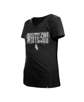 Big Girls Black Chicago White Sox Flip Sequin Team V-Neck T-shirt