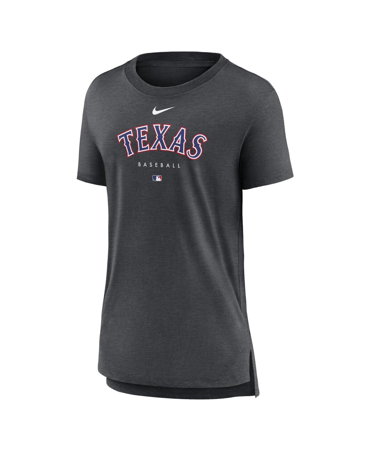 NIKE WOMEN'S NIKE HEATHER CHARCOAL TEXAS RANGERS AUTHENTIC COLLECTION EARLY WORK TRI-BLEND T-SHIRT