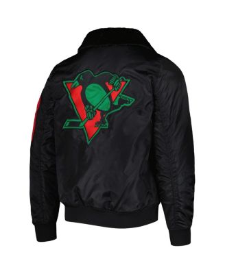 Men's x Ty Mopkins Black Pittsburgh Penguins Black History Month Varsity Full-Zip Jacket