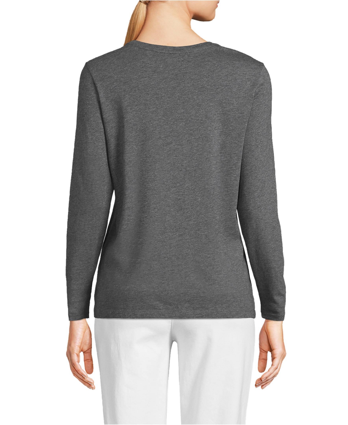 Lands' End Women's Tall Relaxed Supima Cotton Sleeve Crew Neck T-Shirt
