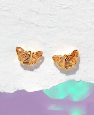 Faux Cubic Zirconia Croissant Stud Earrings