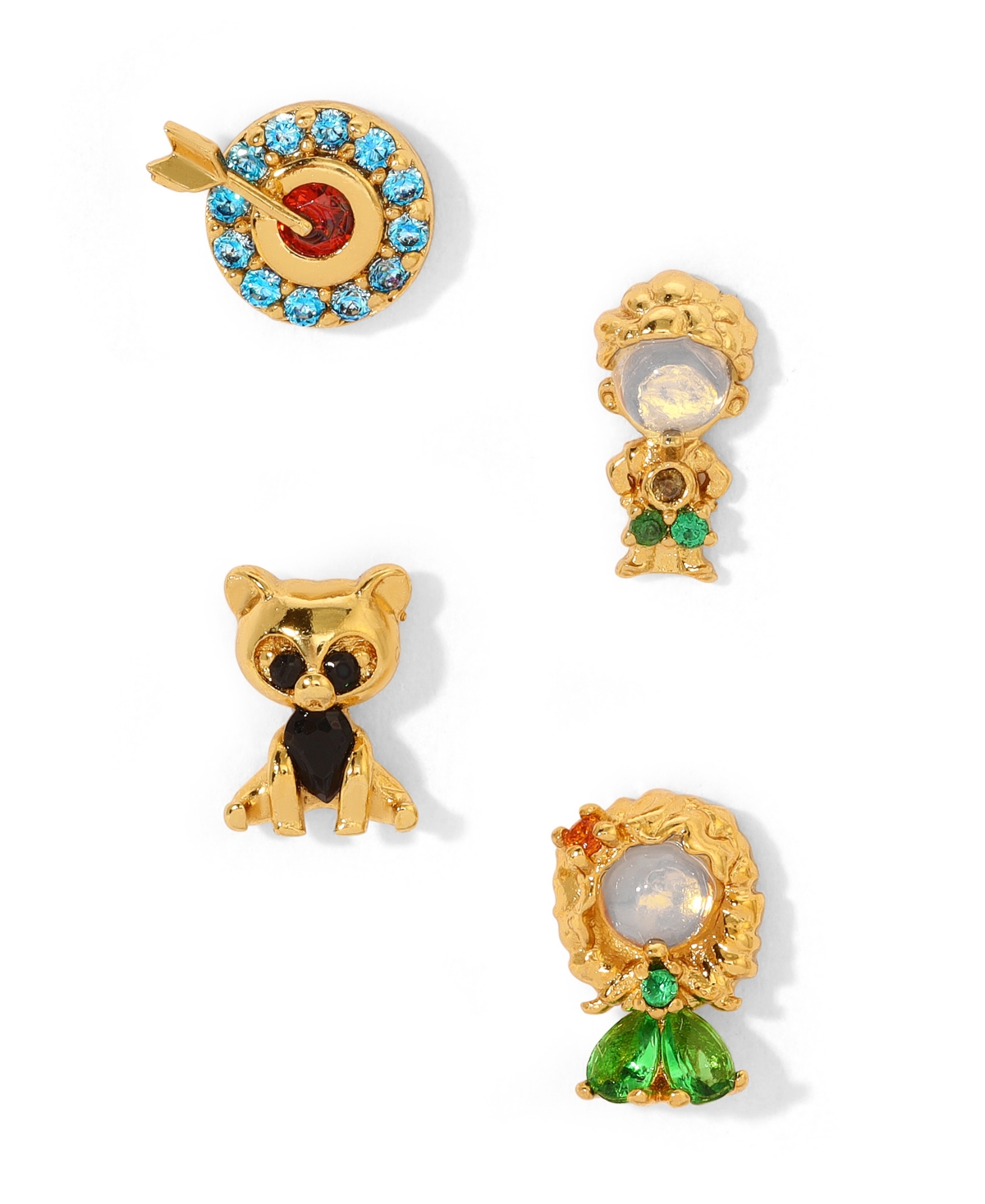 Shop Girls Crew Crystal Multi-color Disney Princess Brave Stud Earring Set In Gold