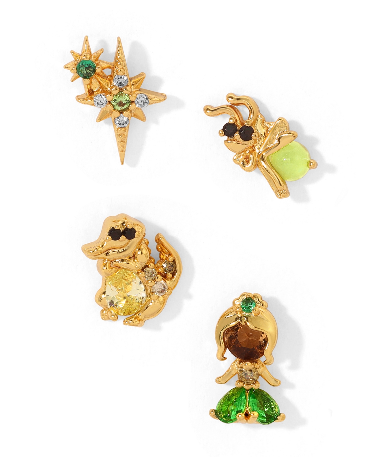 Girls Crew Crystal Multi-color Disney Princess Tiana Stud Earring Set In Gold