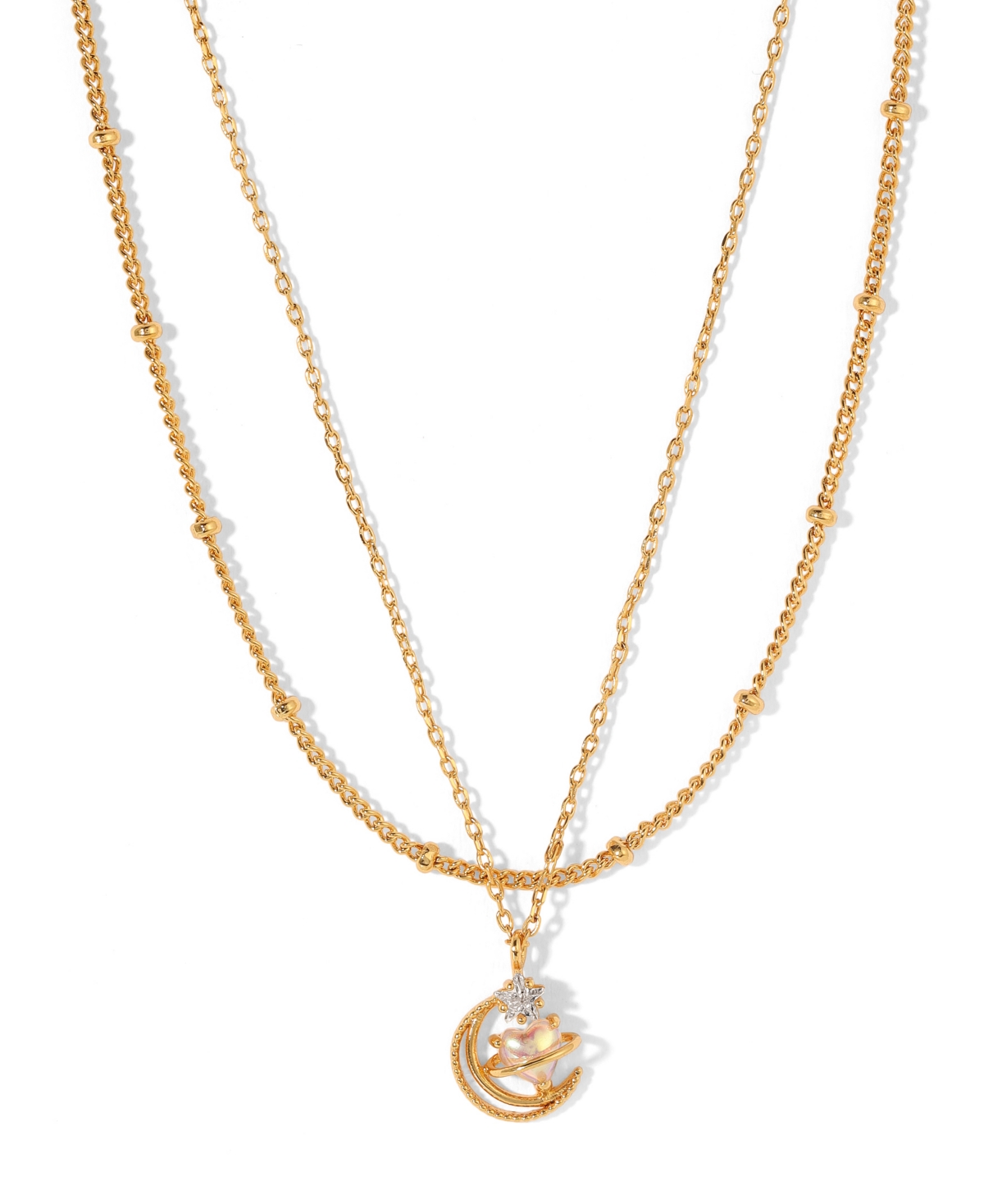 Girls Crew Crystal Opalescent Celestial Luna Love Layered Necklace In Gold