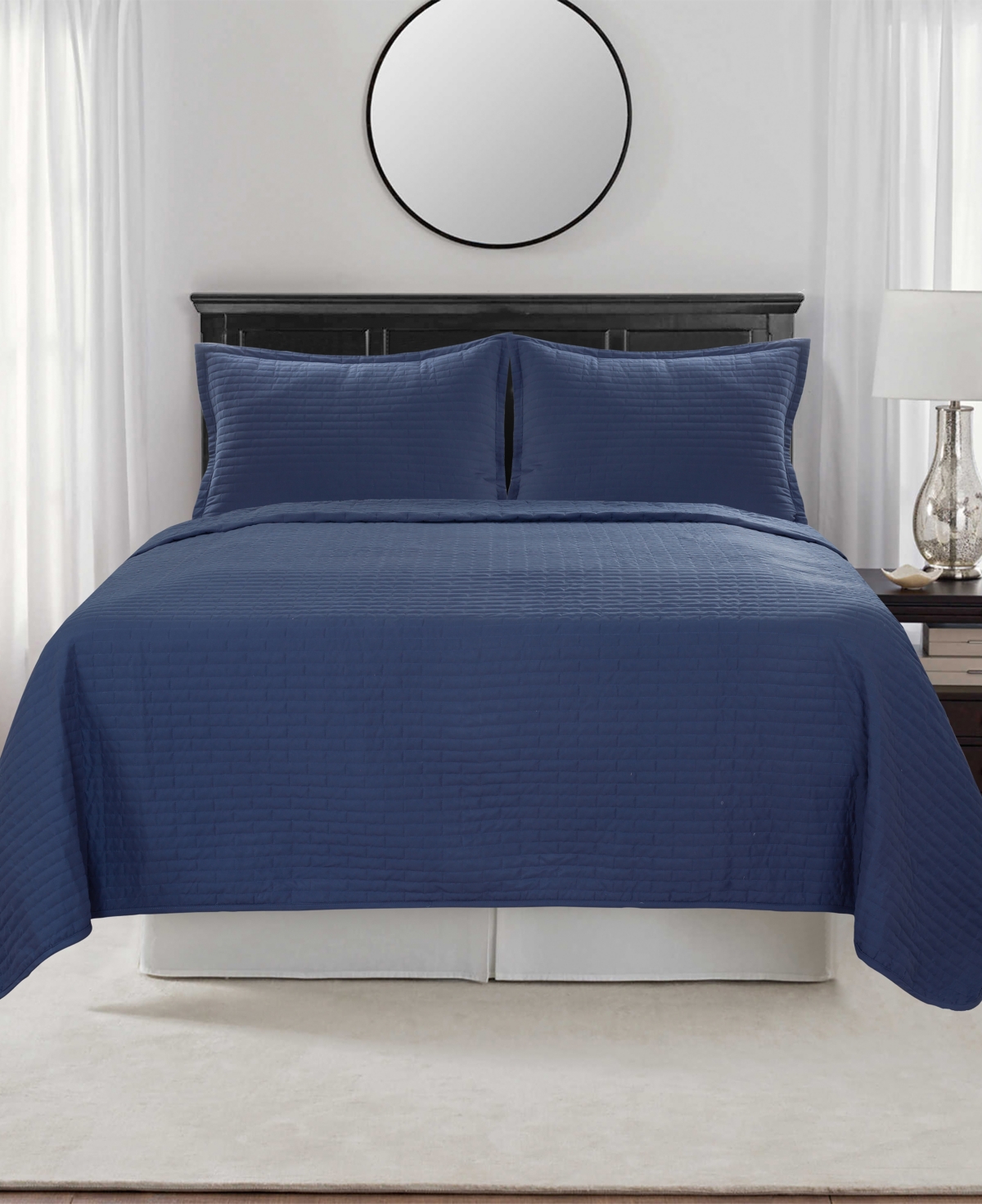 Videri Home Brick Quilted Coverlet, Full/queen In Navy