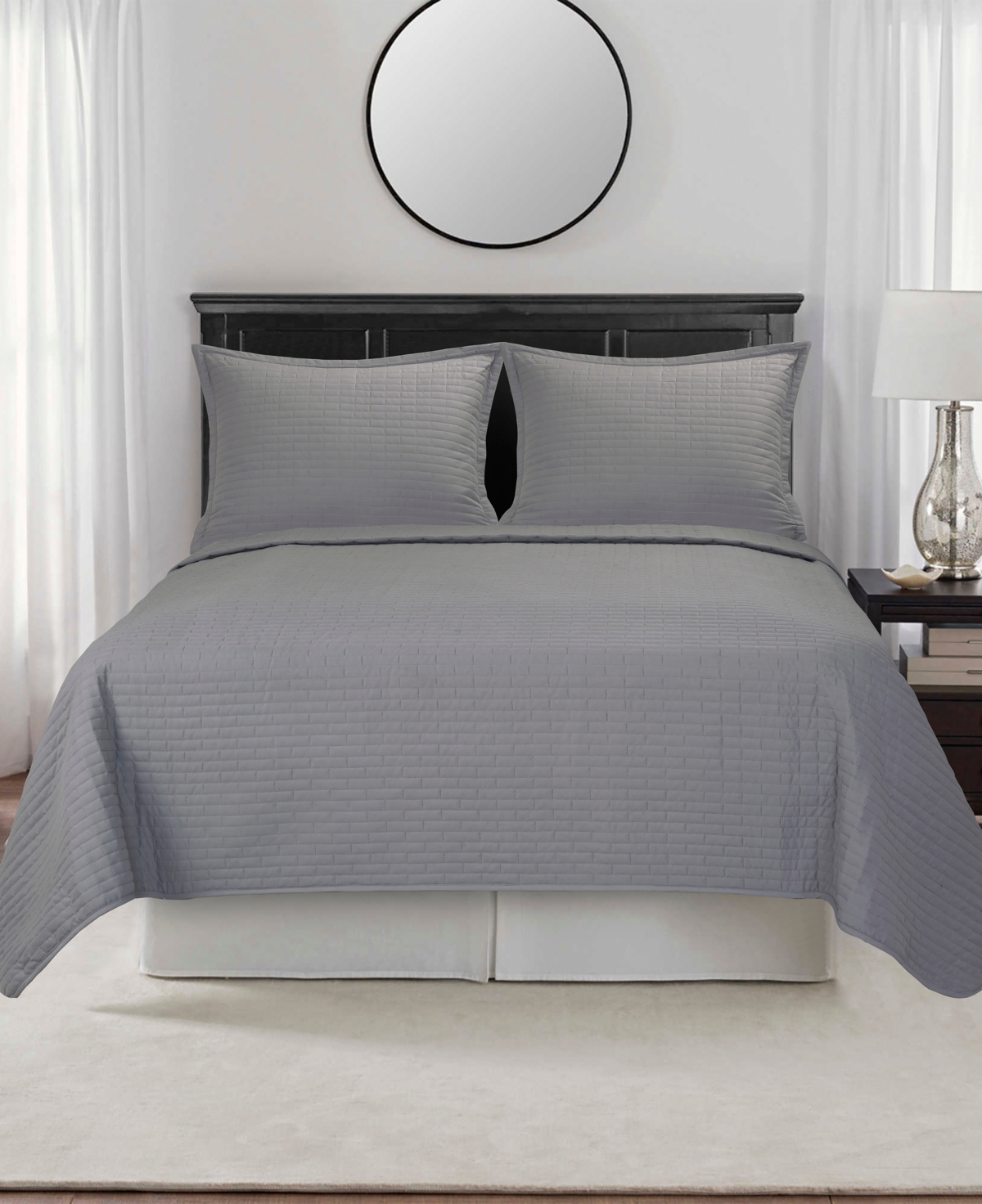 Videri Home Brick Quilted Coverlet, Full/queen In Gray