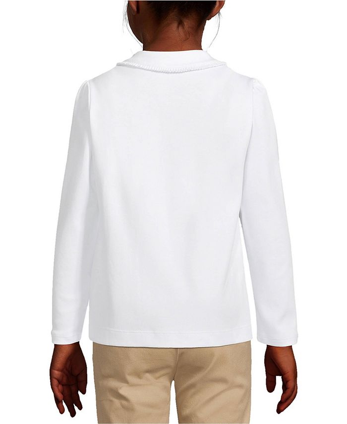 Lands' End School Uniform Girls Long Sleeve Ruffled Peter Pan Collar