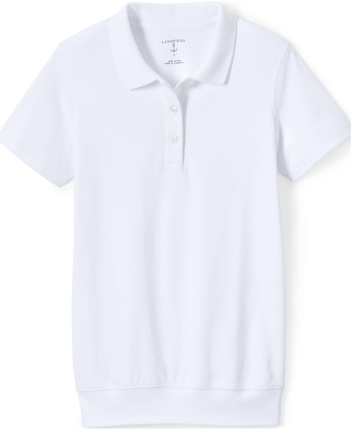 Lands' End Girls School Uniform Short Sleeve Banded Bottom Polo Shirt