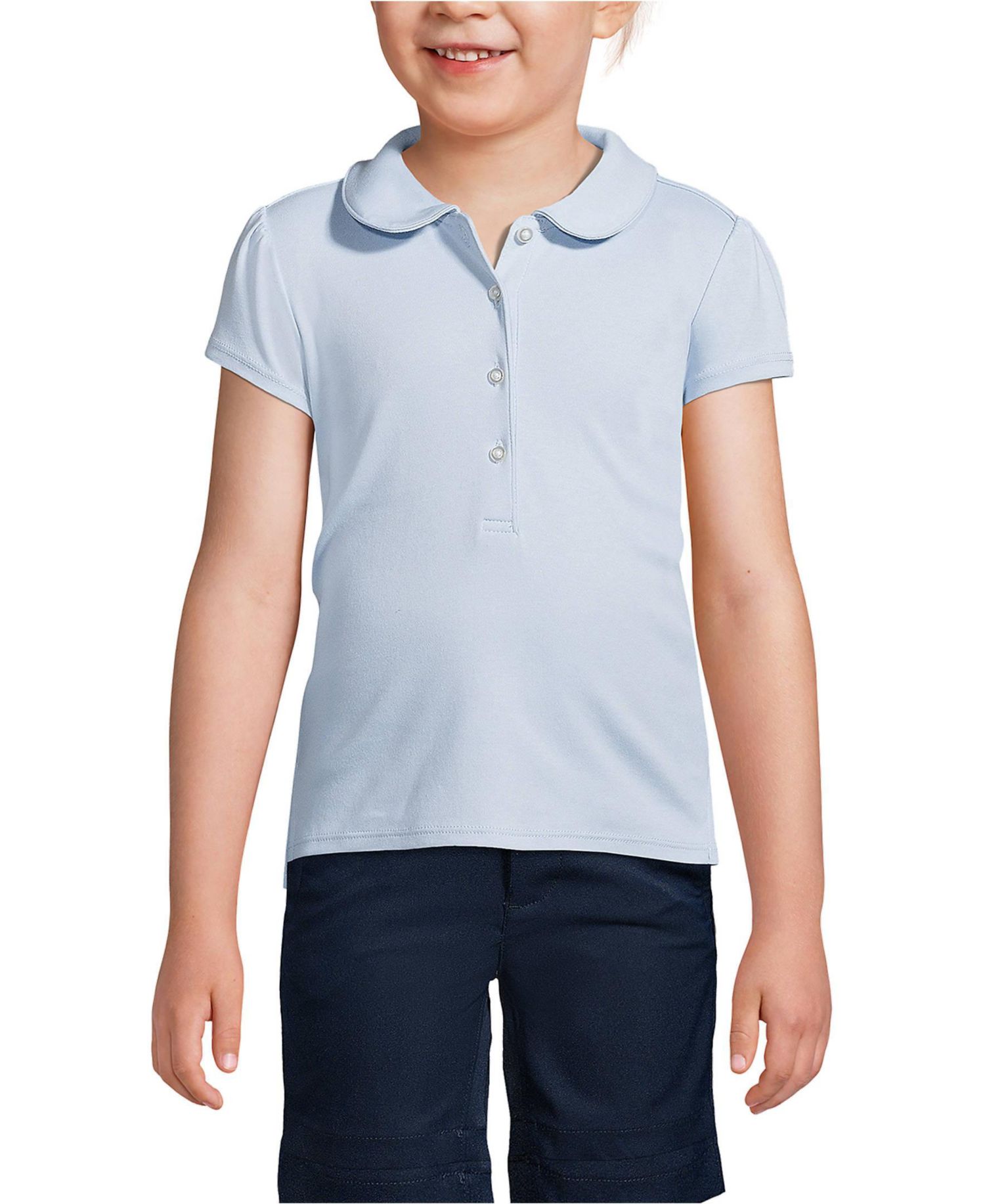 School Uniform Girls Short Sleeve Peter Pan Collar Polo Shirt